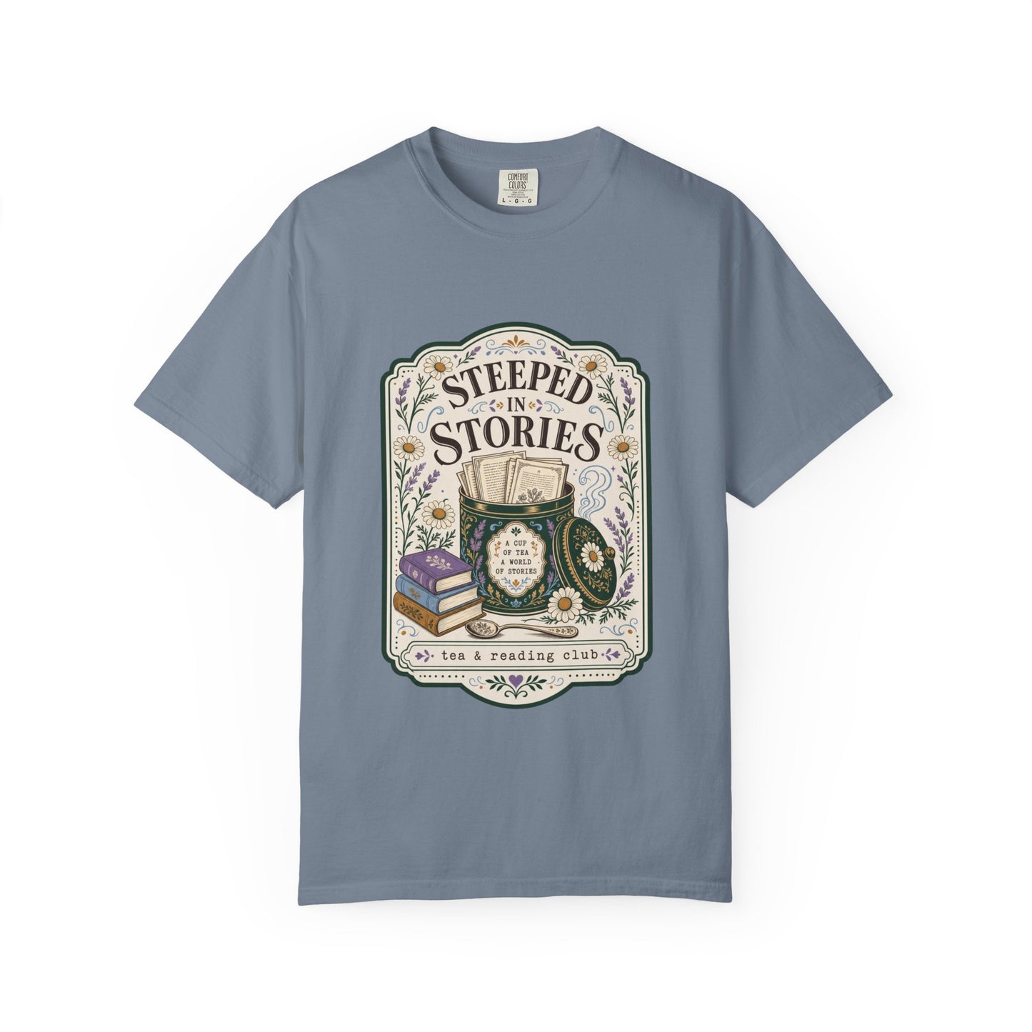 Steeped in Stories – Tea and Books T-Shirt