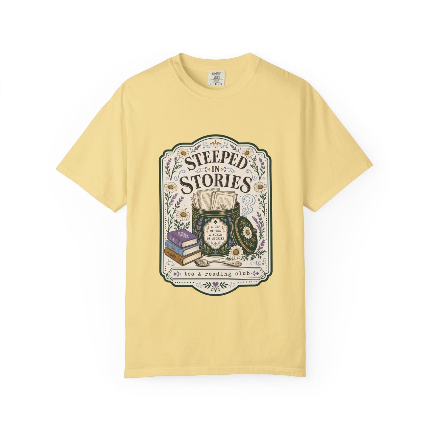Steeped in Stories – Tea and Books T-Shirt