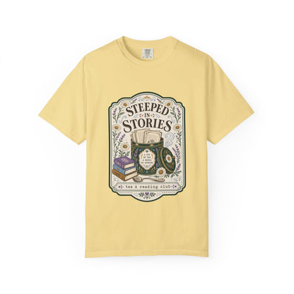 Steeped in Stories – Tea and Books T-Shirt