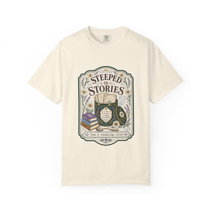 Steeped in Stories – Tea and Books T-Shirt