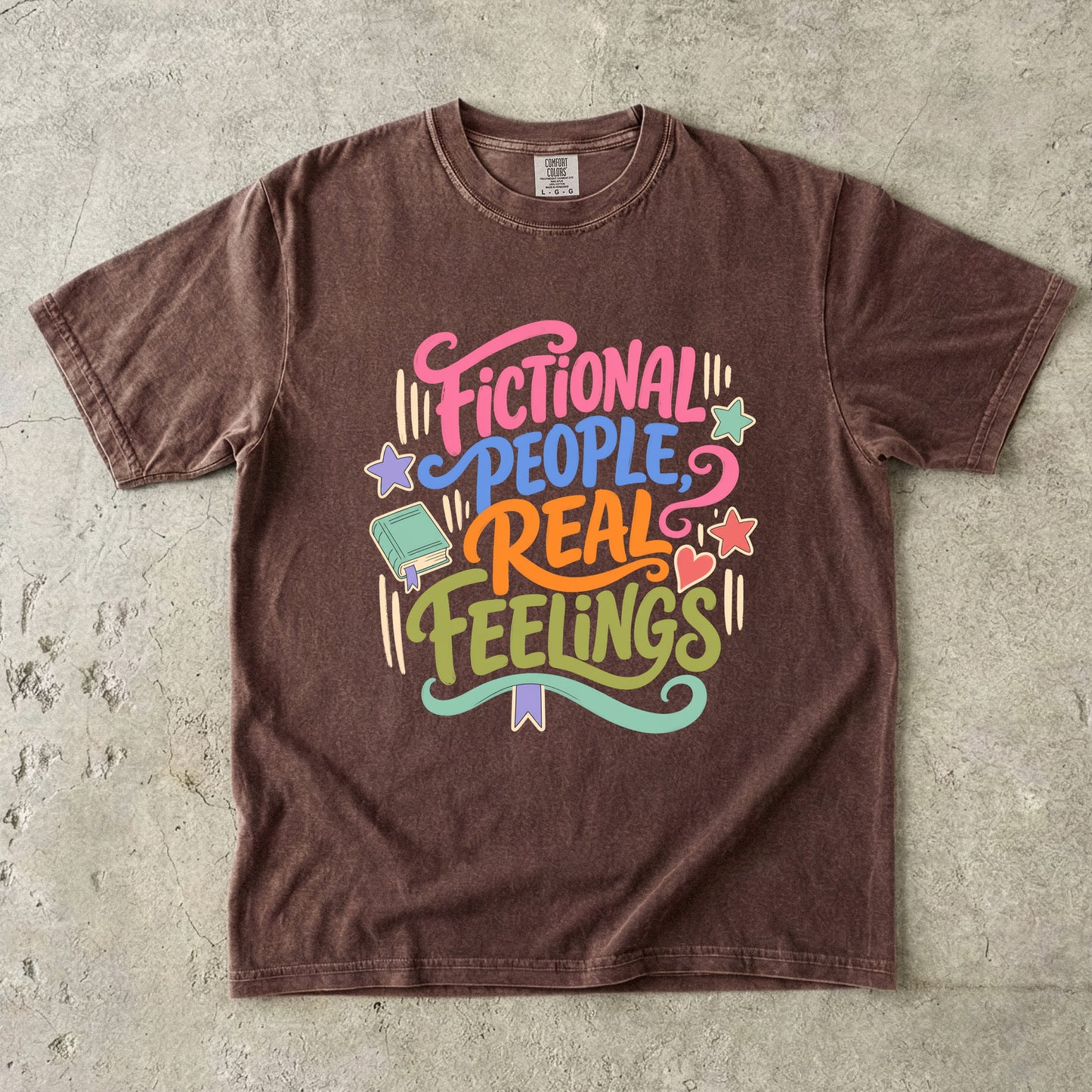 Fictional People, Real Feelings – Book Lover T-Shirt