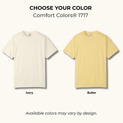 T-shirt color options for Ivory, Butter,