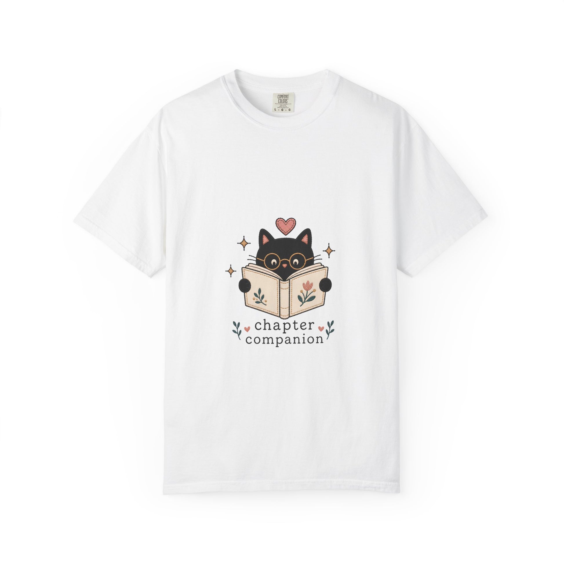 companion-book-lover-cat-tshirt-white-front.jpg
Front view of the white Chapter Companion book lover cat T-shirt by Flourish Creation Labs printed on a Comfort Colors® garment-dyed T-shirt.